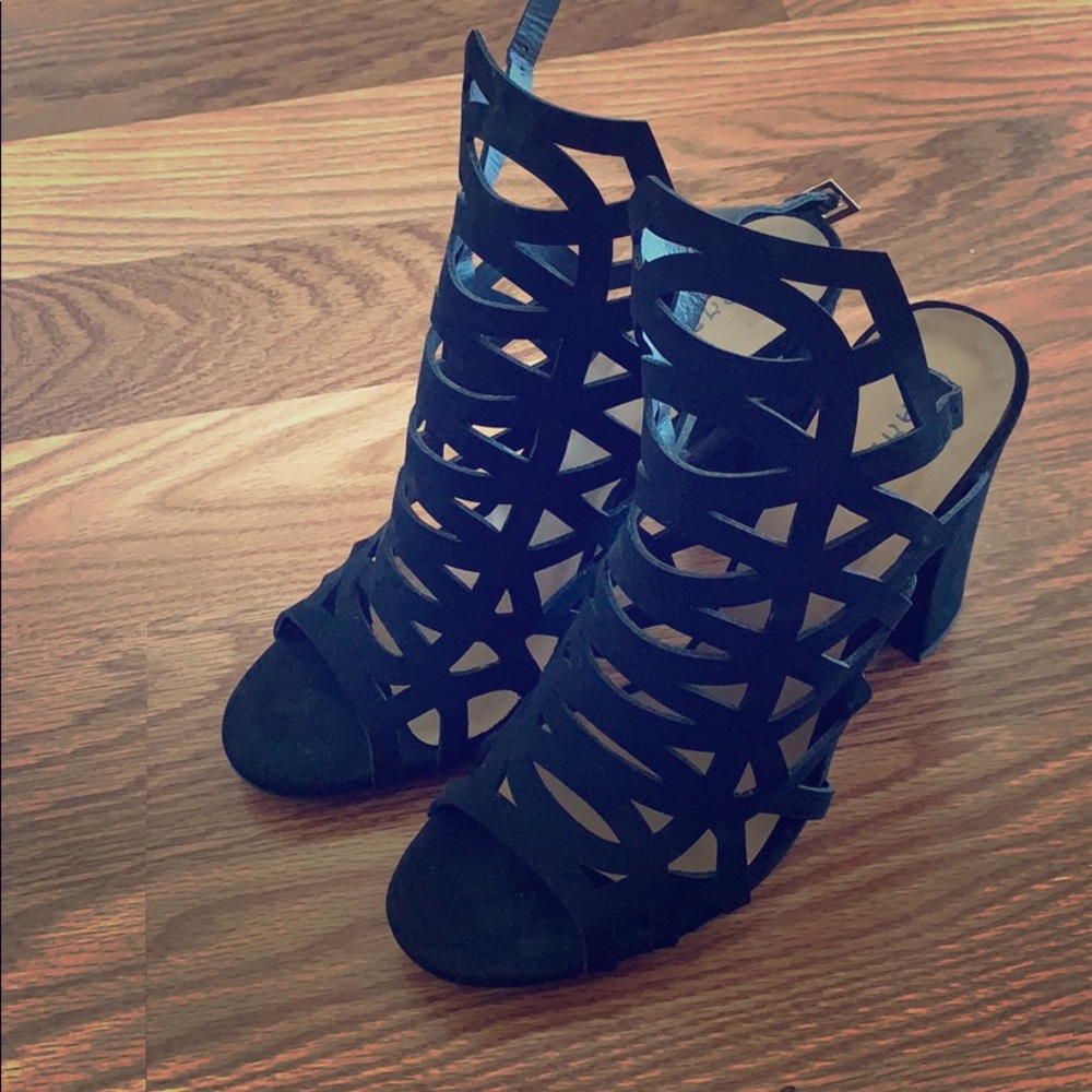 Black Strappy Bamboo heels